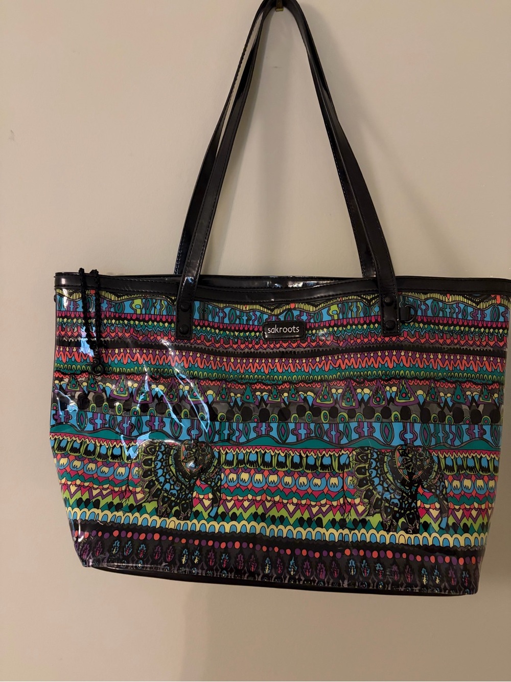 Sakroots Black-Handled Multicolor Tribal Print Tote